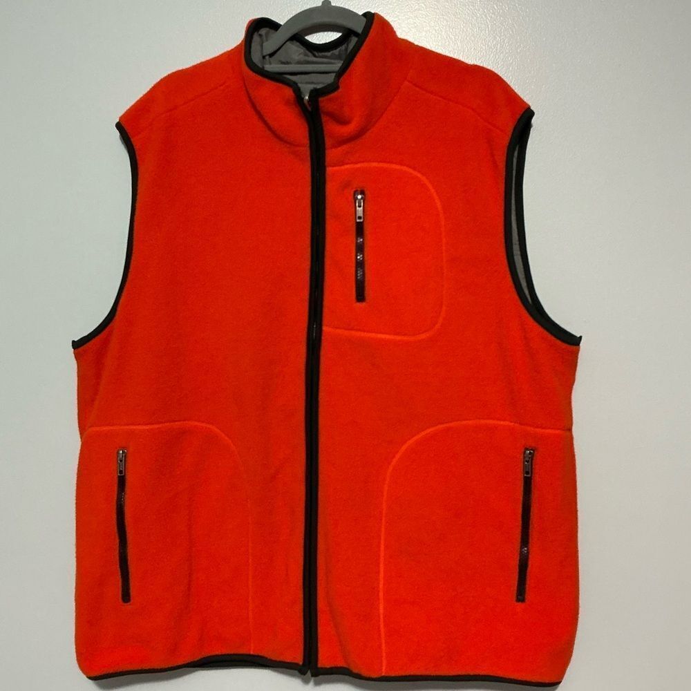 Consensus Sportswear Orange Fleece/gray windbreaker Jacket reversible size XL